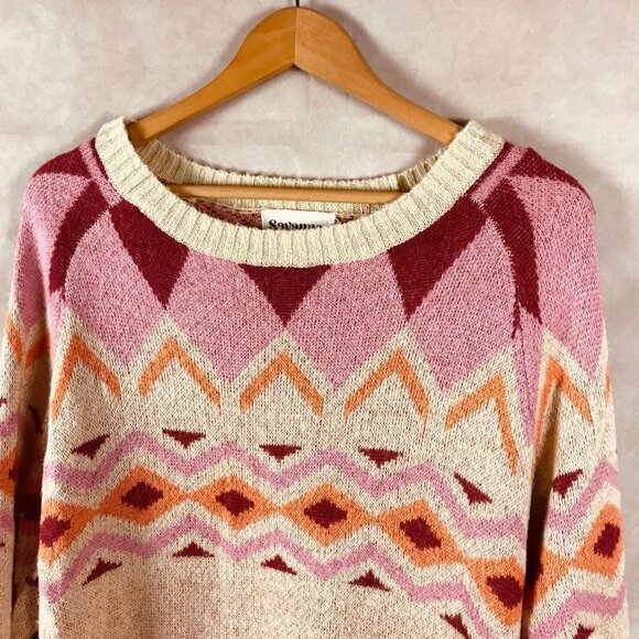 SAVANNA JANE Nordic Fair Isle Tan Sweater Size 2X - Picture 4 of 5